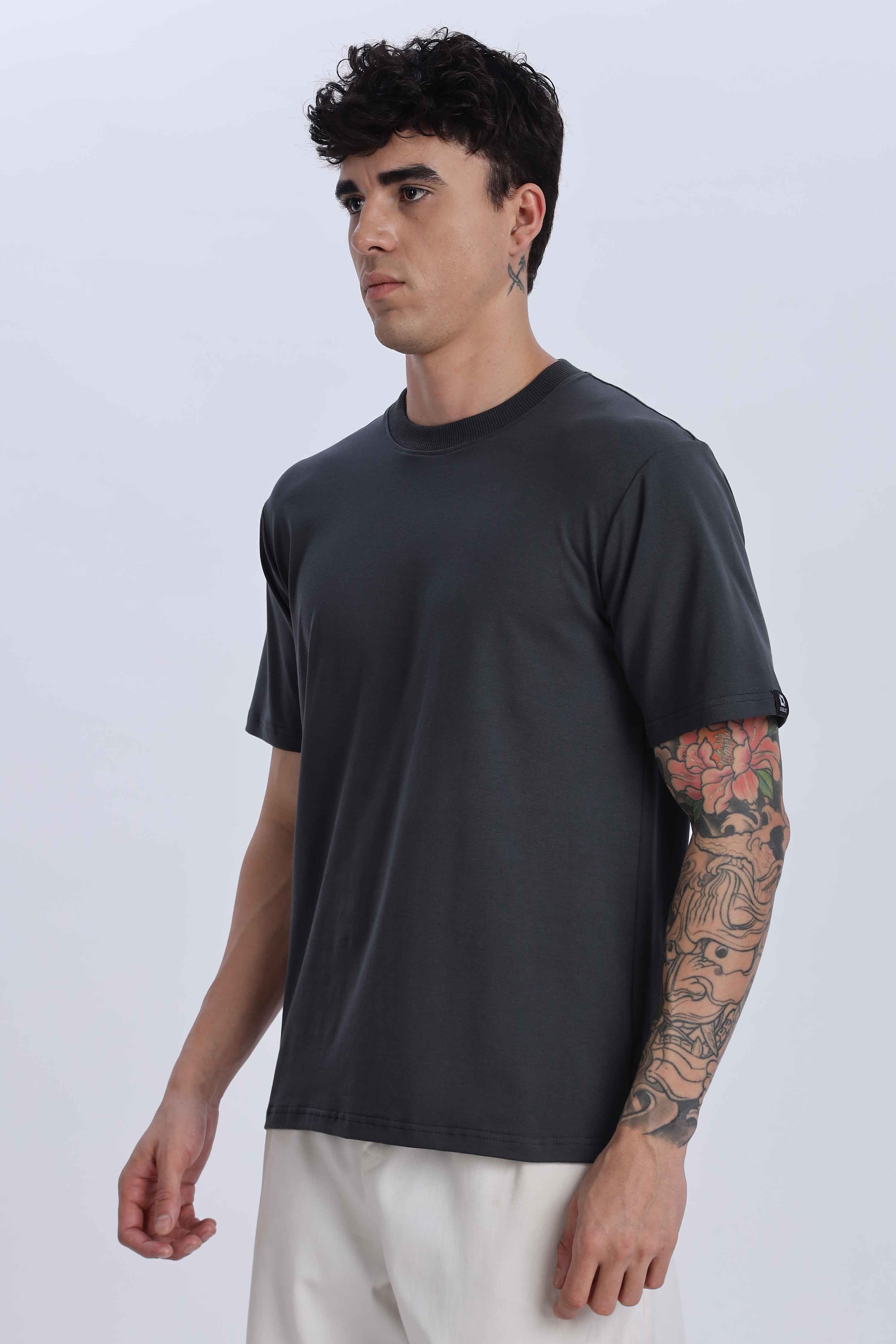 Relaxed Fit Charcoal Black Tshirt