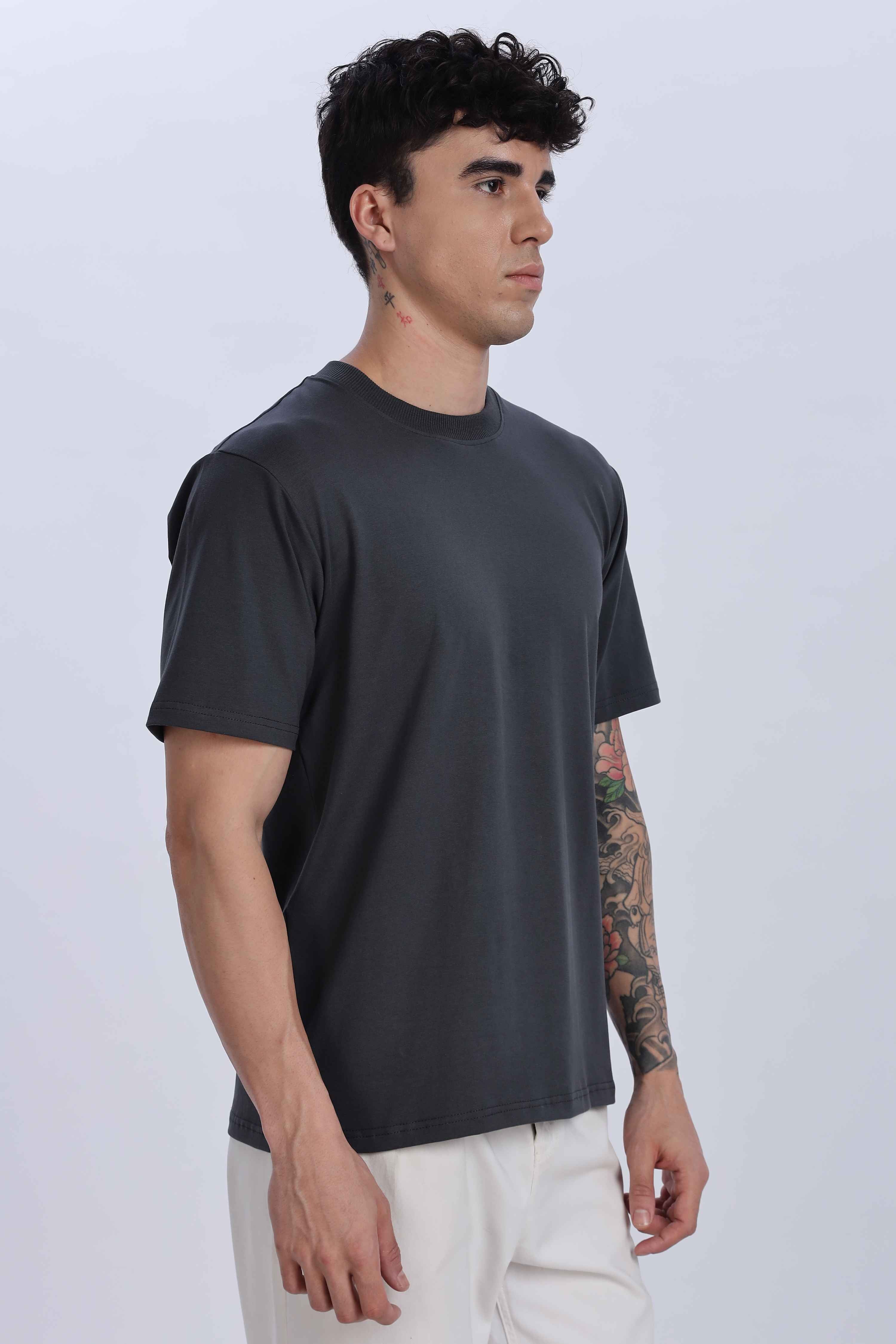 Relaxed Fit Charcoal Black Tshirt