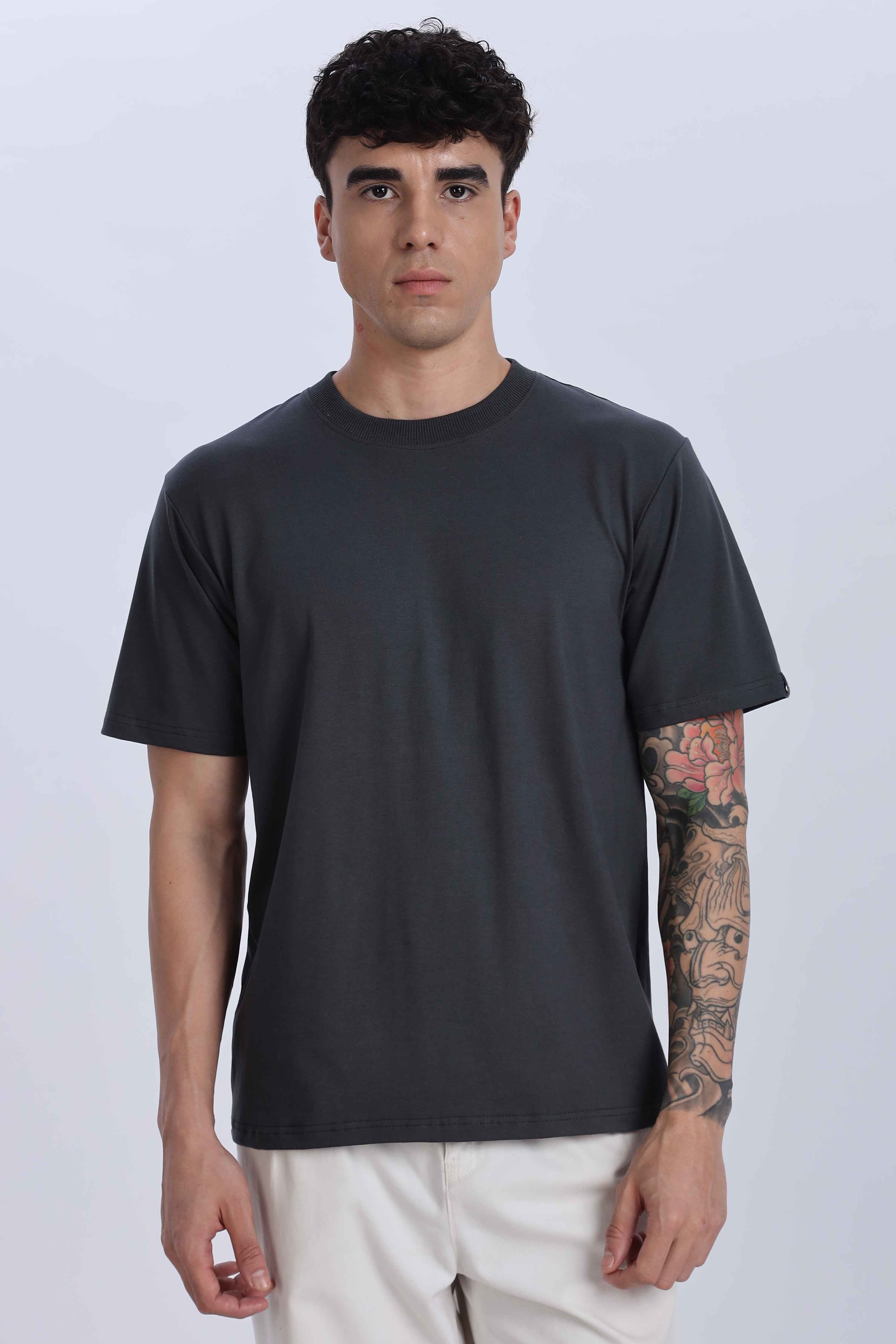 Relaxed Fit Charcoal Black Tshirt