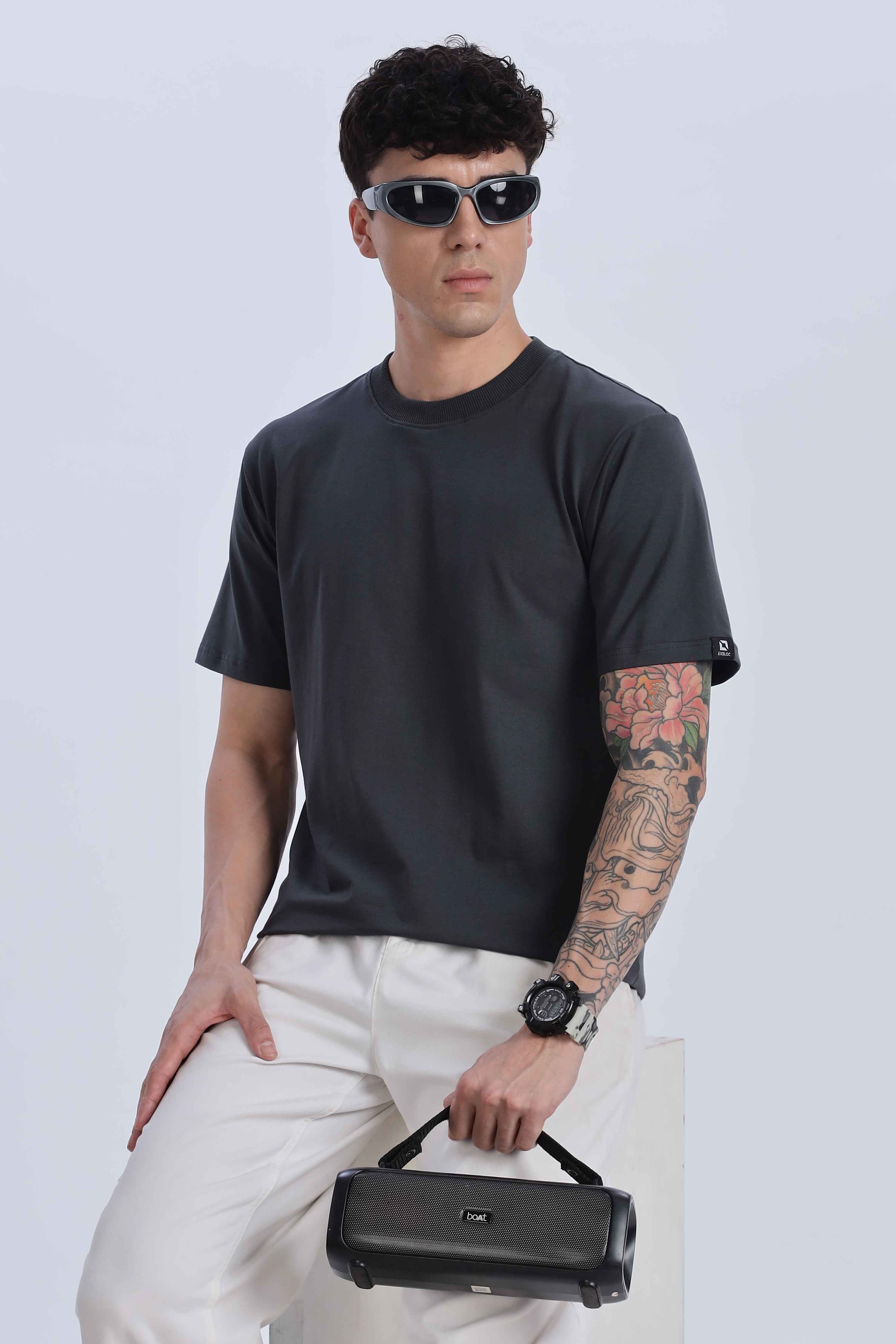 Relaxed Fit Charcoal Black Tshirt
