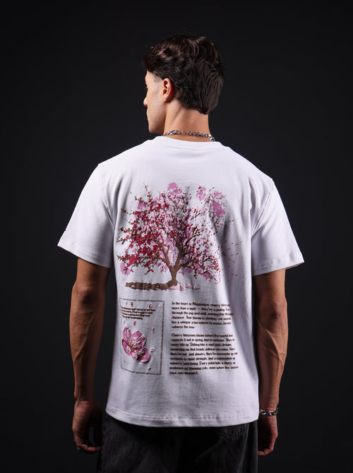 Cherry Blossom White Oversized T-Shirt