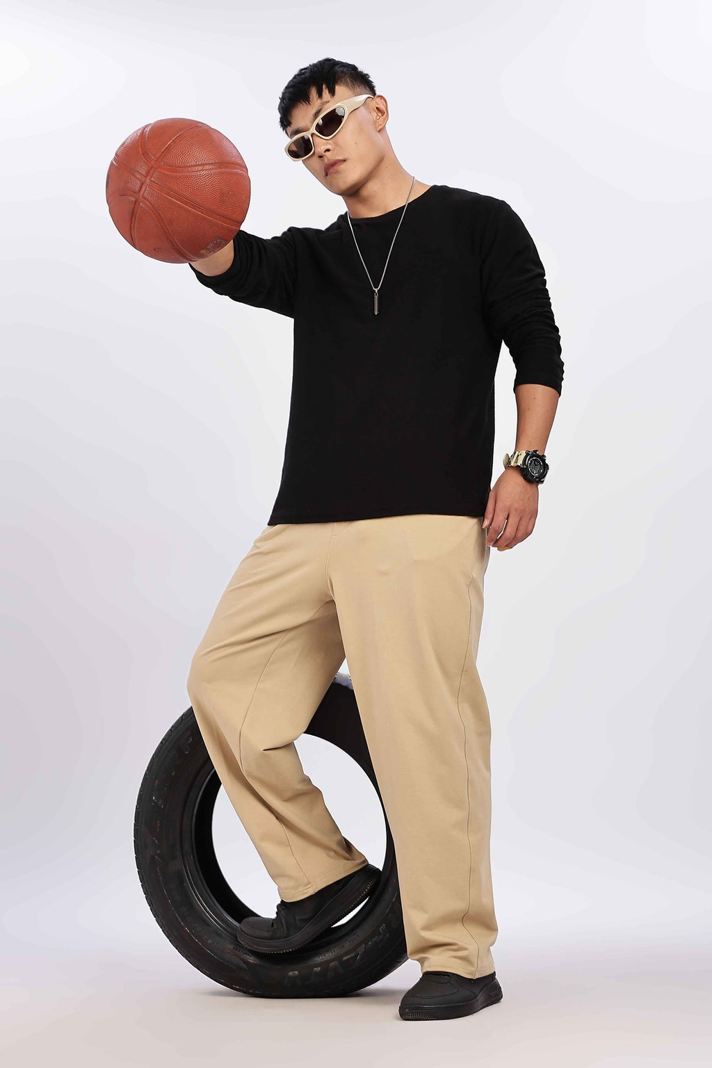 TROUSERS BAGGY FIT BEIGE