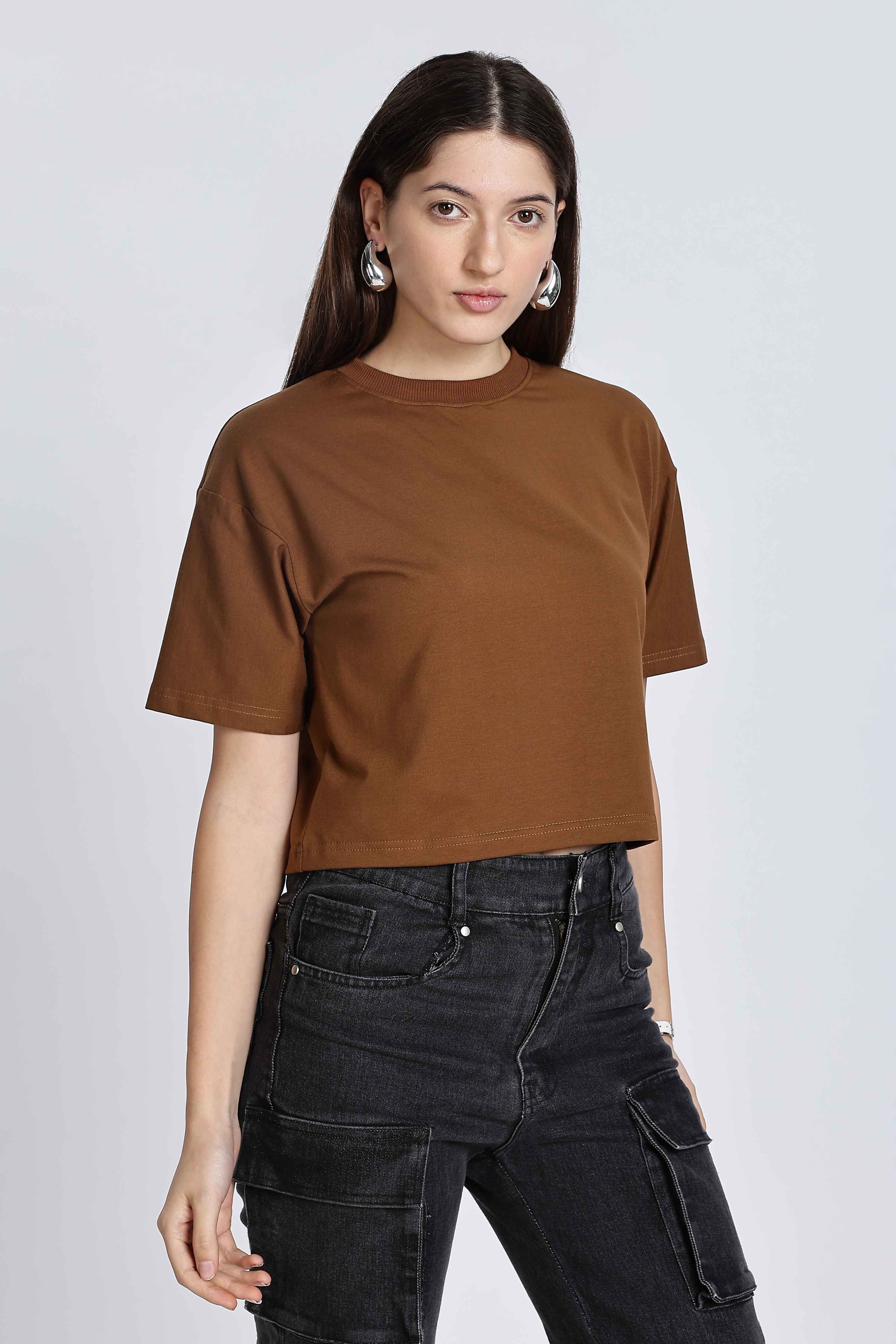 CROP TOP LIGHT BROWN