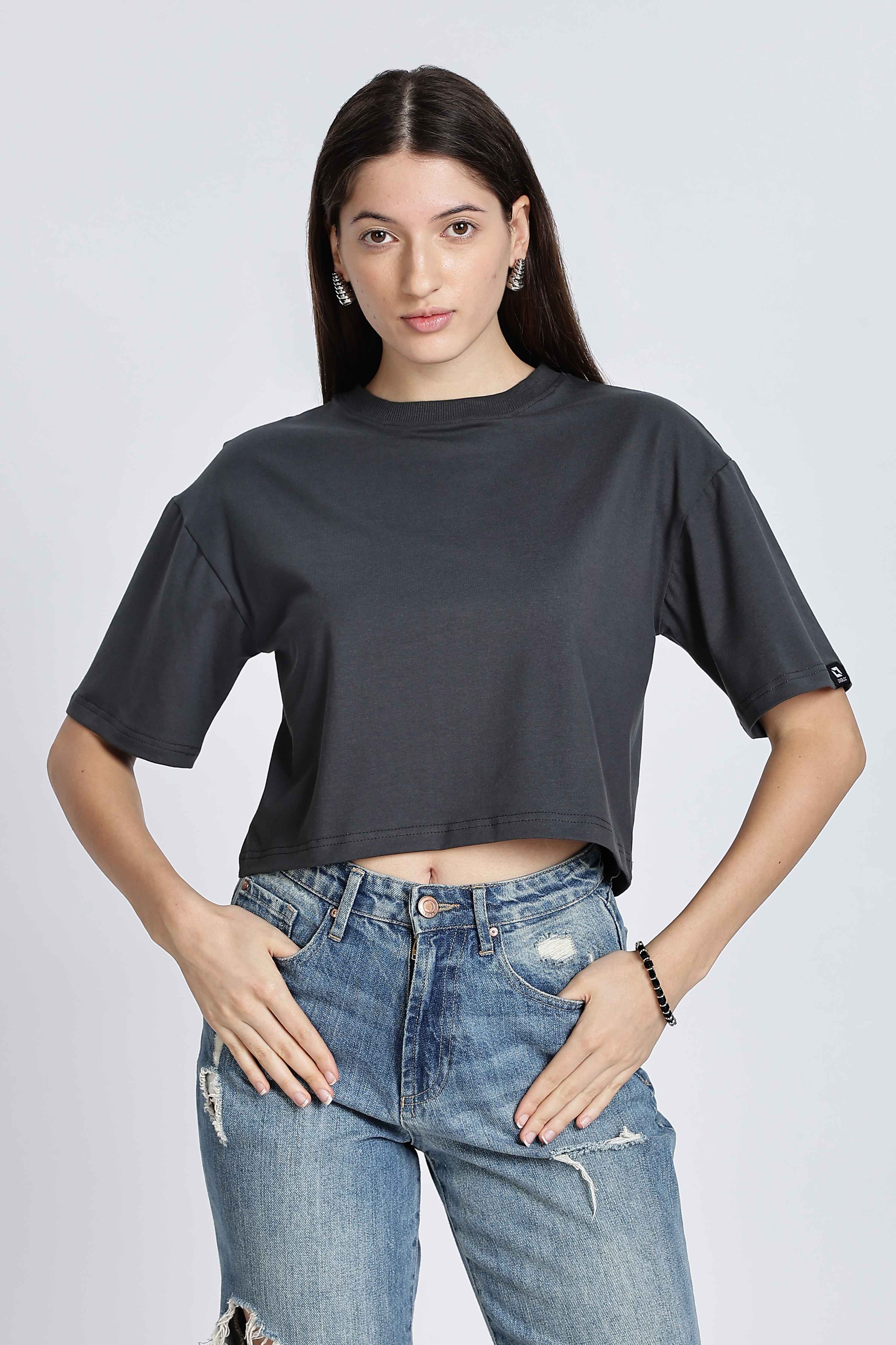 CROP TOP CHARCOAL BLACK