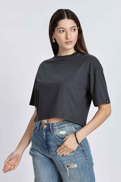 CROP TOP CHARCOAL BLACK