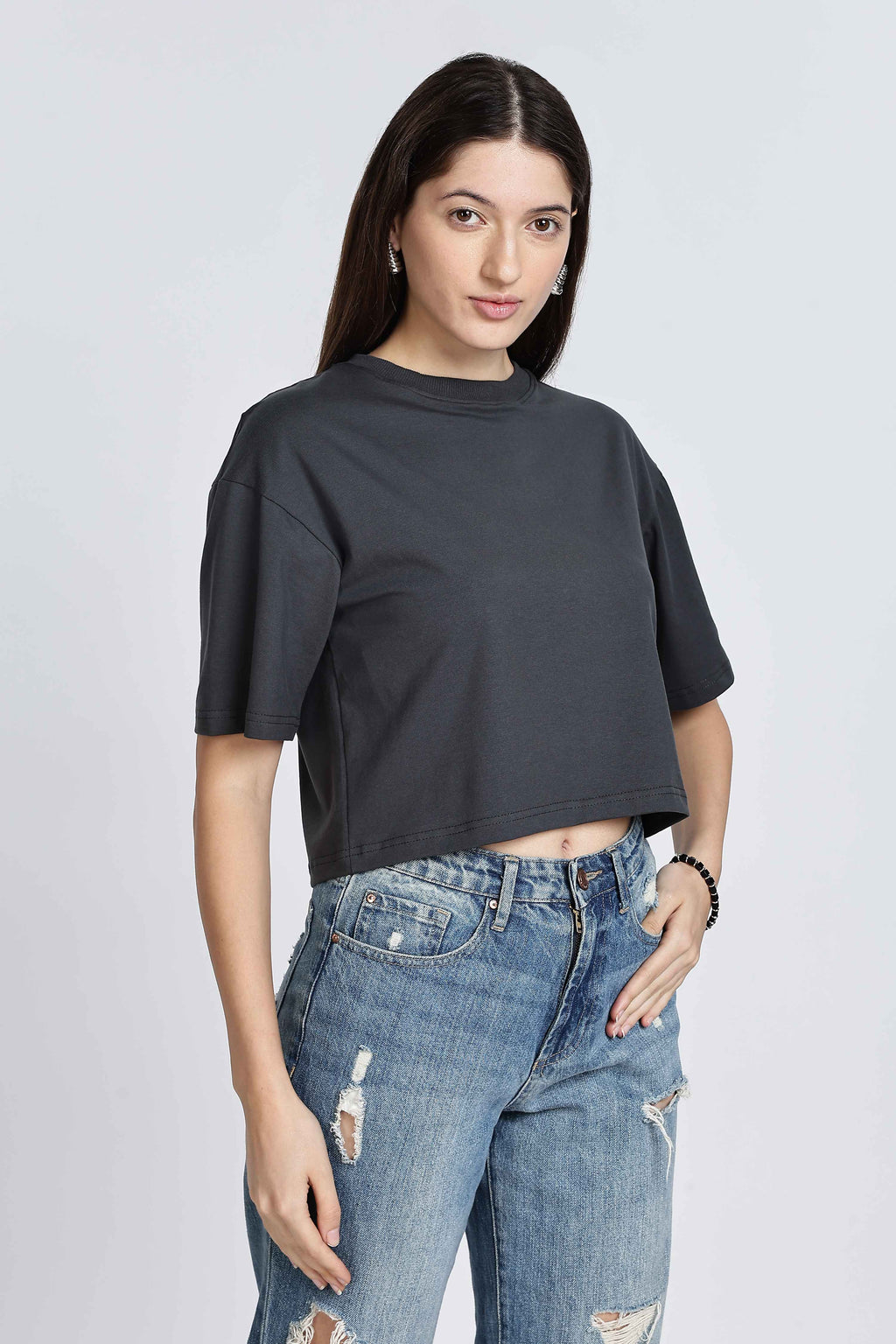 CROP TOP CHARCOAL BLACK