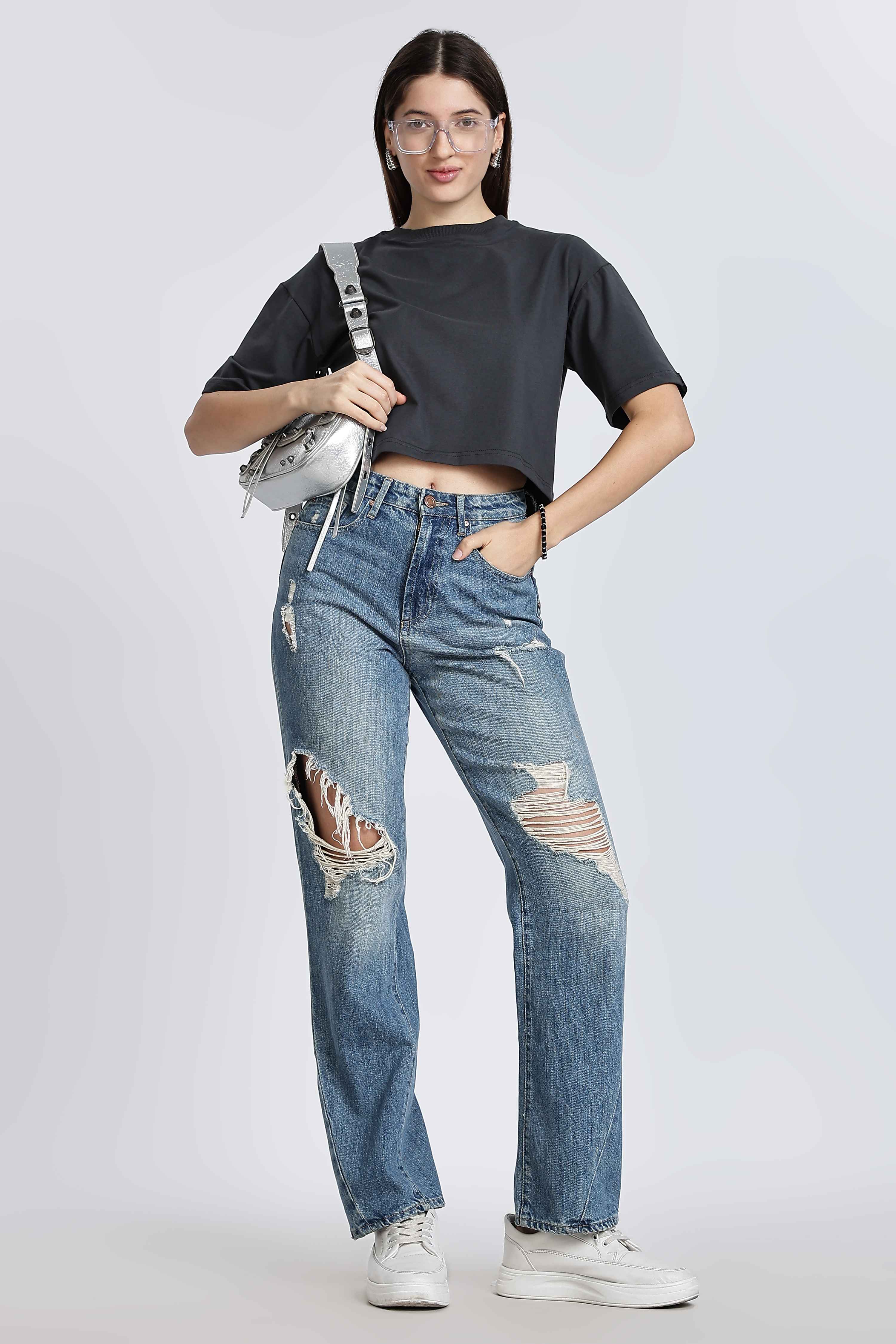 CROP TOP CHARCOAL BLACK