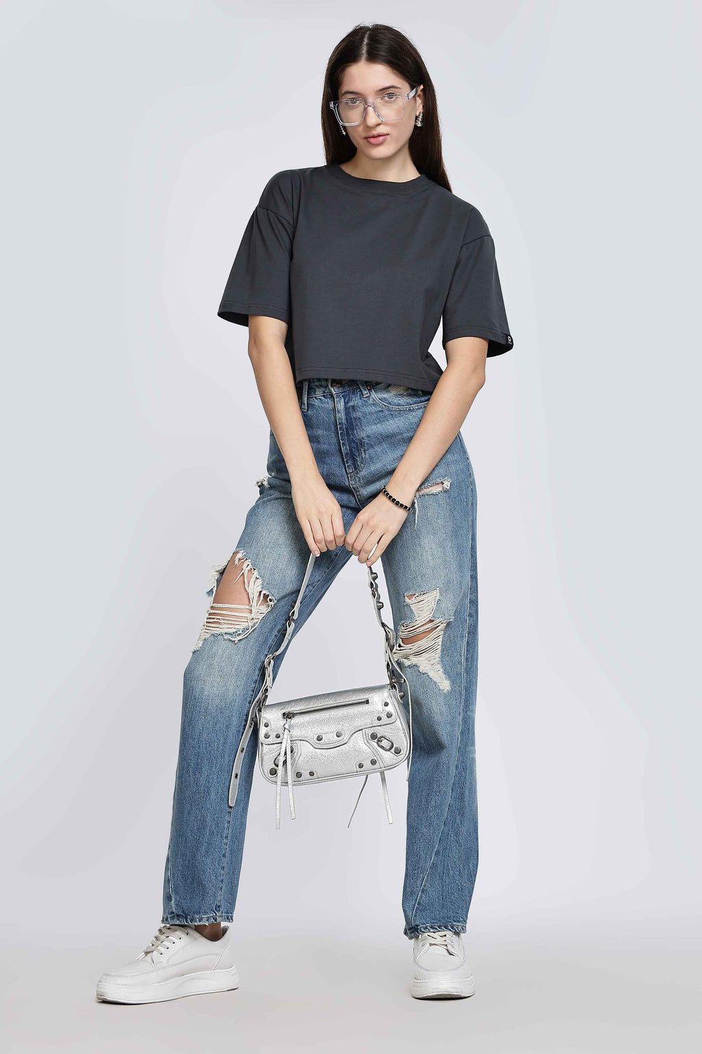 CROP TOP CHARCOAL BLACK