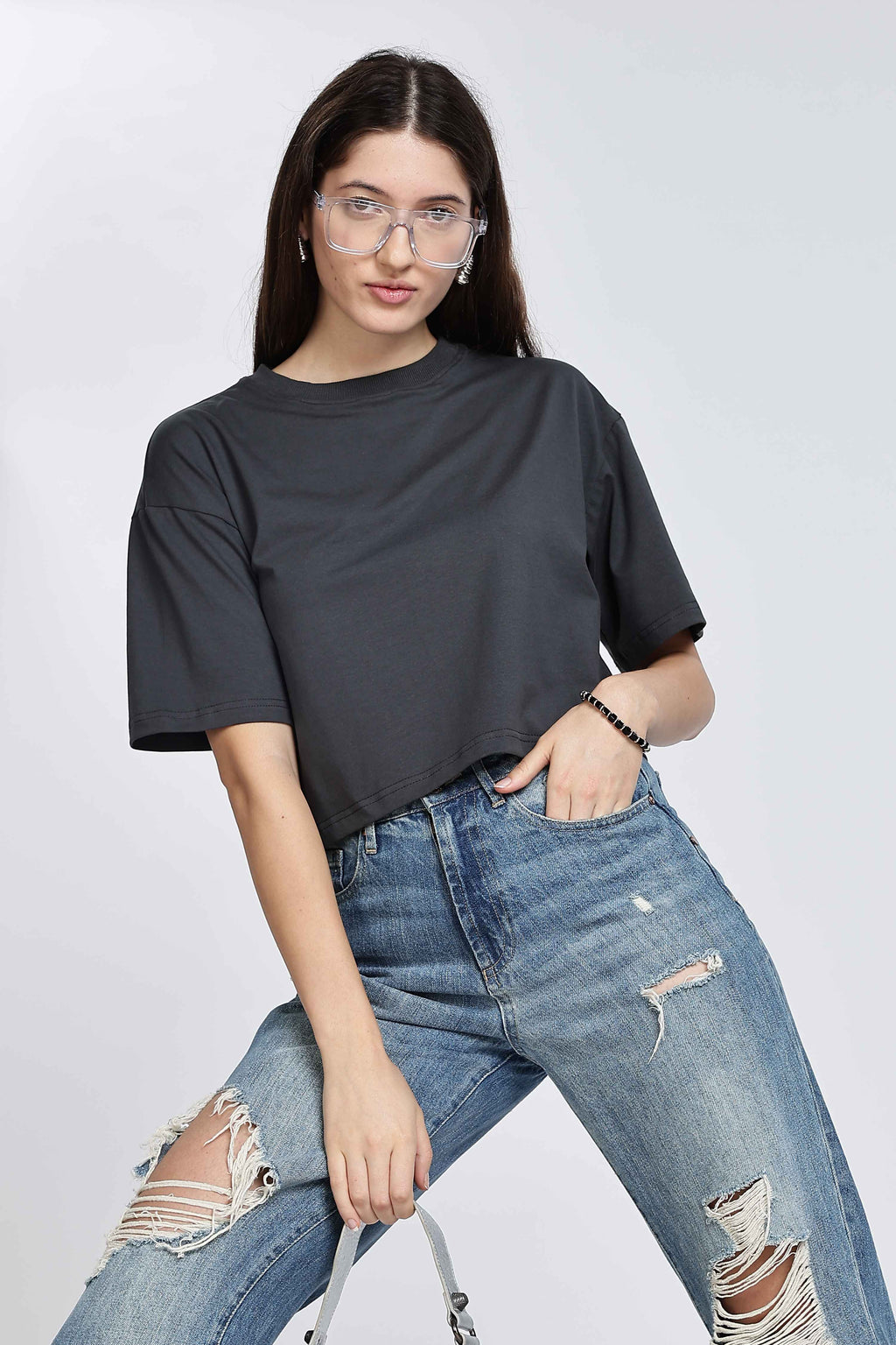 CROP TOP CHARCOAL BLACK