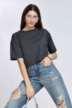CROP TOP CHARCOAL BLACK