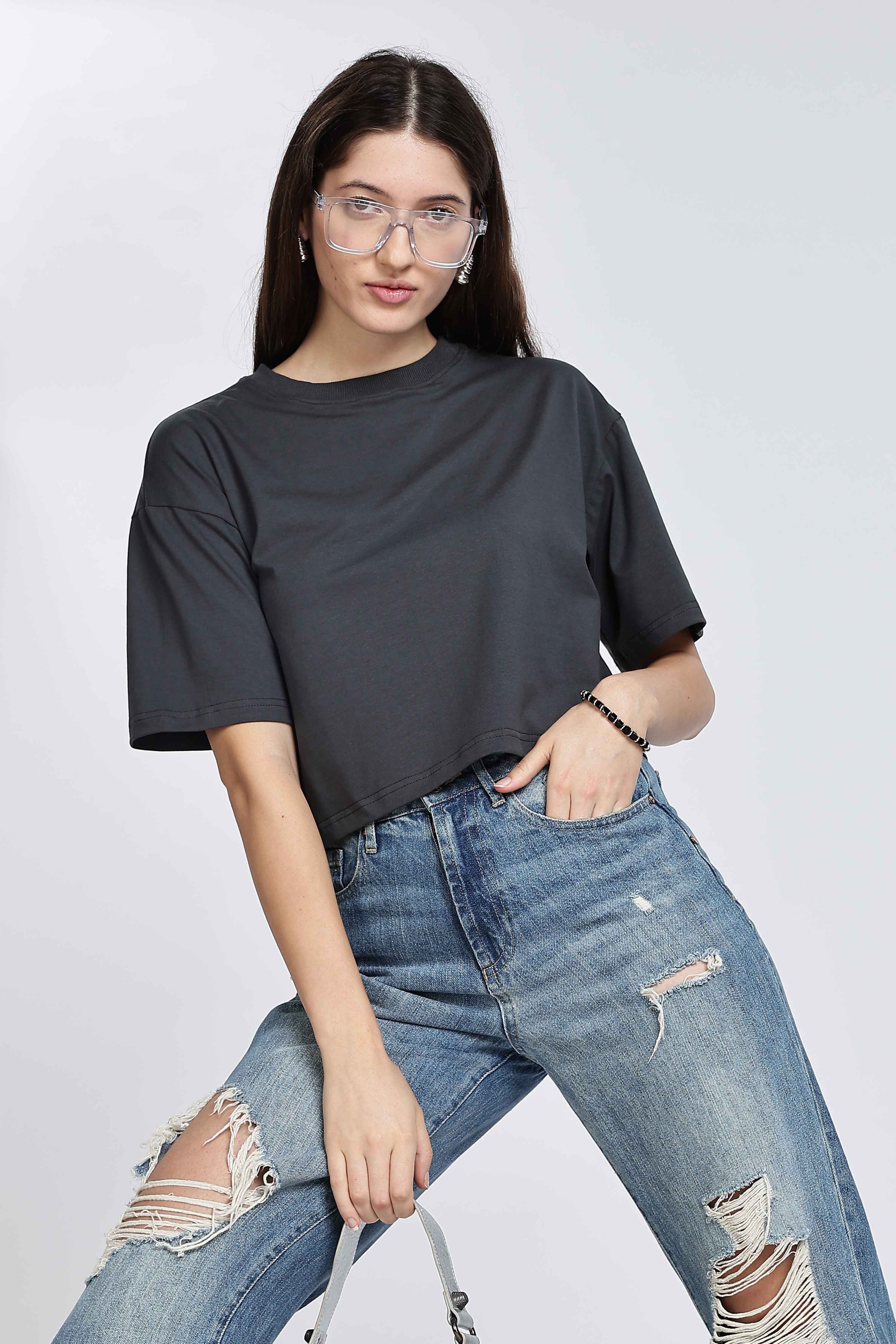 CROP TOP CHARCOAL BLACK